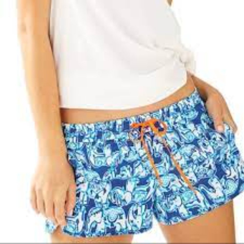 SALE!!!   Lilly Pulitzer Get Trunky Blue Luxletic Shorts NEW